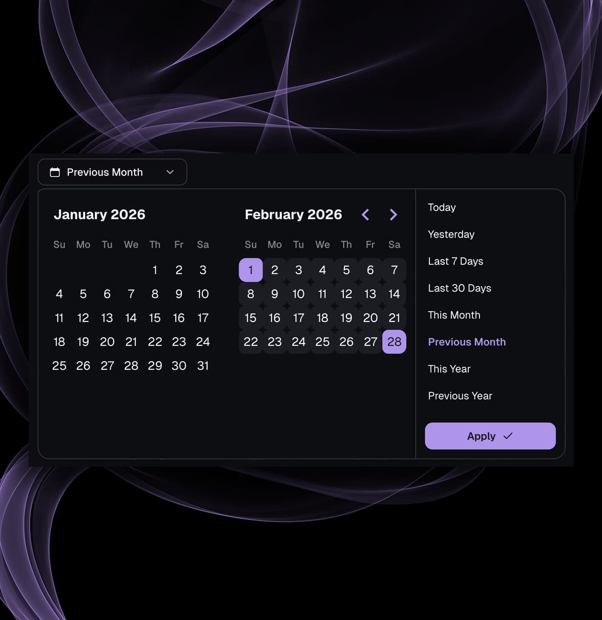 Date range picker with custom period selection for Fansly earnings analysis